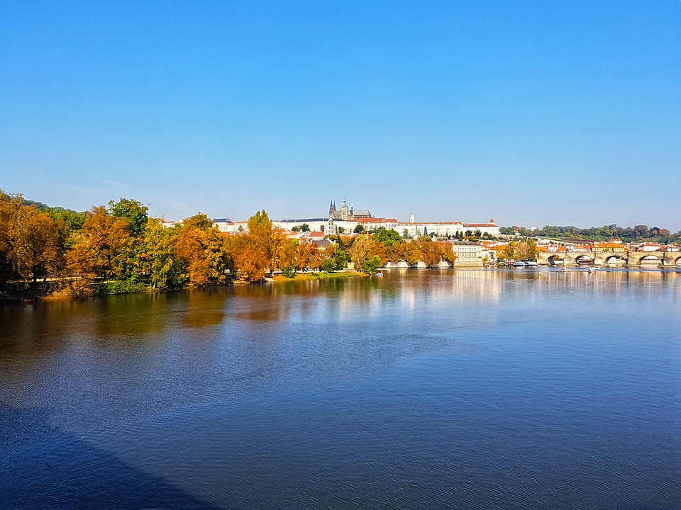 Prague river and Charles Bridge