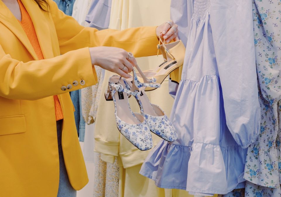 Woman in clothing store