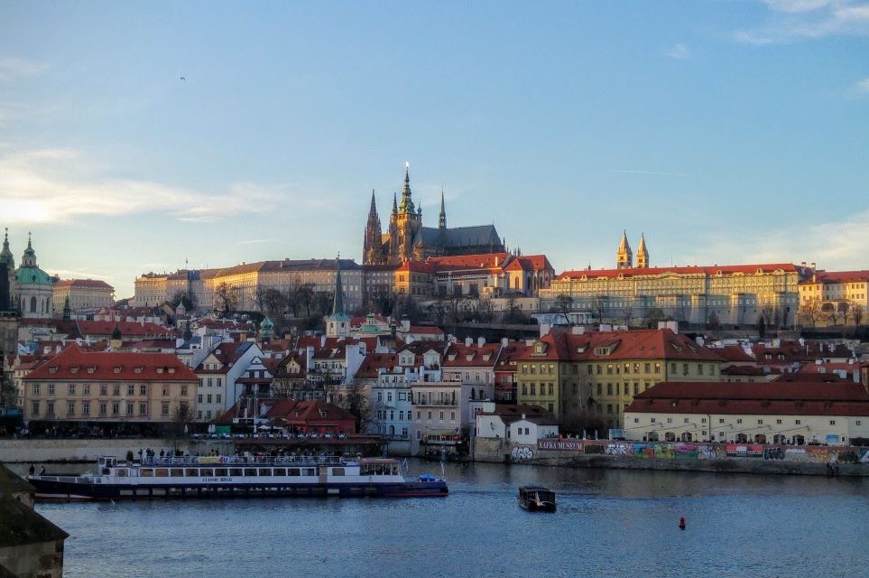View of city river of Prague
